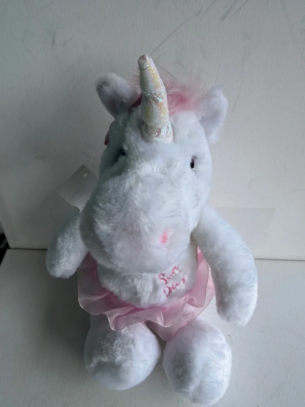 Plush White Unicorn Stuffed Animal with Pink Tutu - Picture 3 of 3